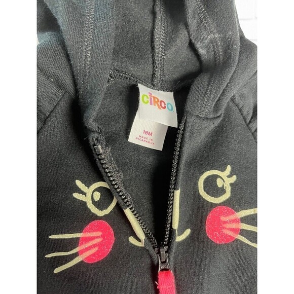Circo Black Cat Girls Hoodie Jacket Kitty Size 18M Halloween - Picture 5 of 8